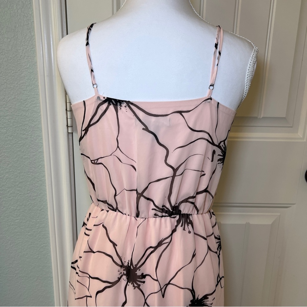 Banana Republic Baby Pink and Black Flowy Floral‎ Maxi Dress Size 4 - Picture 8 of 16